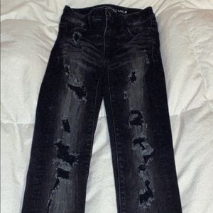 American eagle distressed black skinny jeans